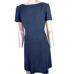 Liz Claiborne Vintage 90s Casual Chiffon Short Sleeves Shift Dress Size 8 Black